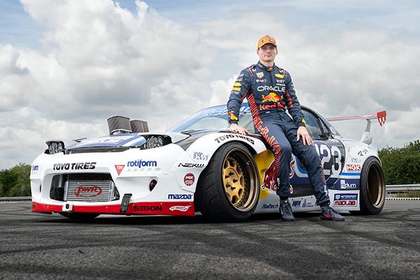 Max Verstappen takes on a Red Bull Racing drift car